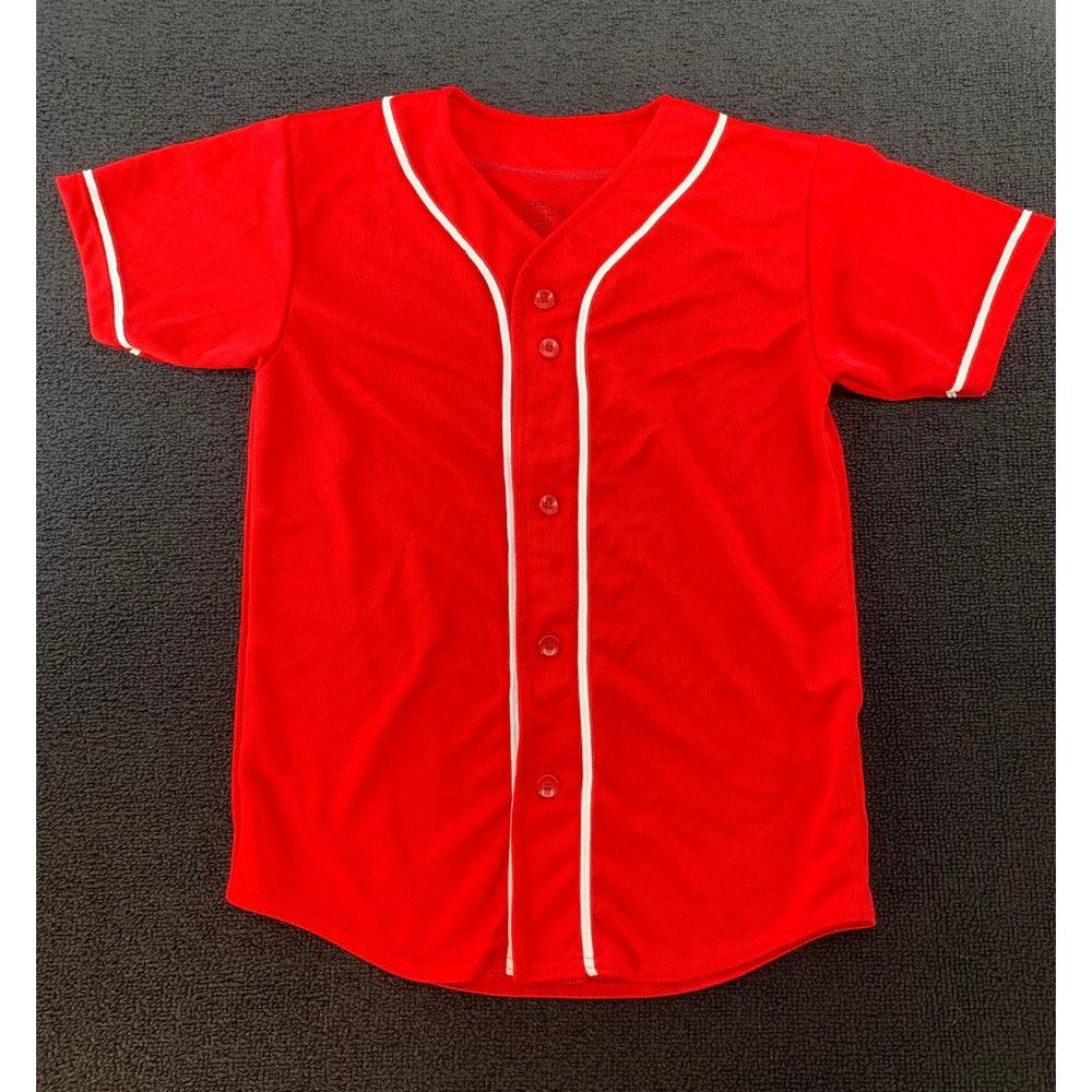 Augusta Sportswear Youth Medium‎ Red Baseball Jersey Button Down